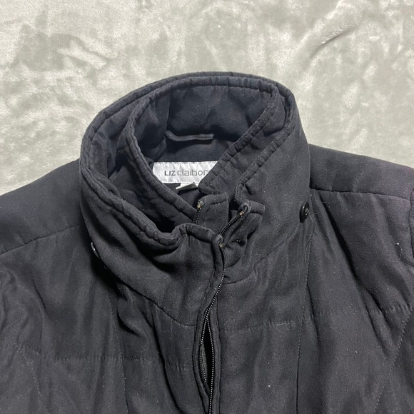 Liz Claiborne Women's Black Quilted Puffer Jacket Coat Full Zip Mock‎ Neck L - Picture 3 of 9
